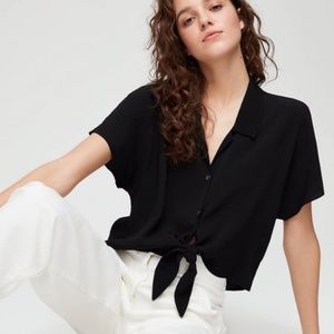 Aritzia | Wilfred Free The Tie-Front Blouse in Black